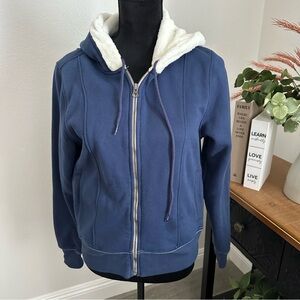 Tommy Hilfiger Blue Fleece-Lined Hoodie, Casual, Sporty, Winter Size Women’s Med